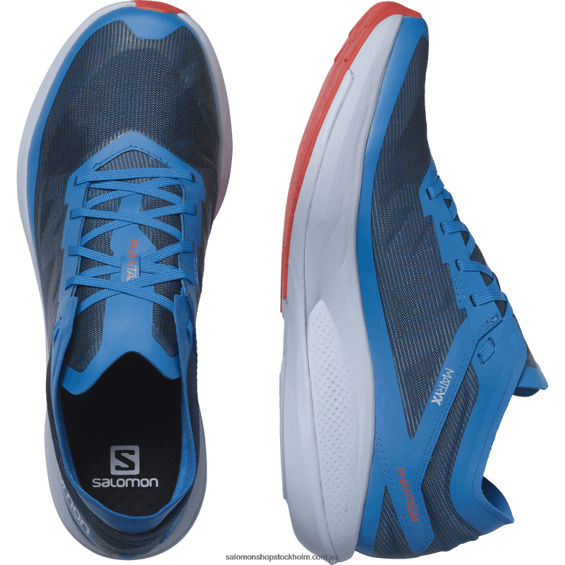 Salomon indigo bunting/kentucky blå/vallmoröd löparskor för män - fantasm T82RP1073
