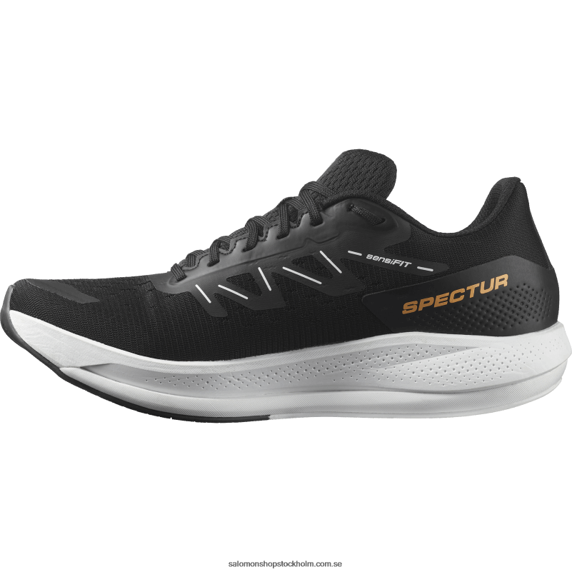 Salomon svart/vit/blinkande orange löparskor för män - spectur T82RP1078