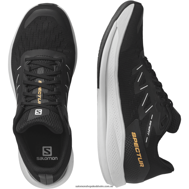 Salomon svart/vit/blinkande orange löparskor för män - spectur T82RP1078
