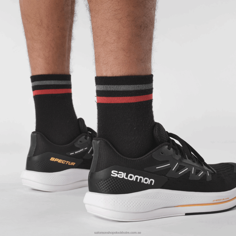Salomon svart/vit/blinkande orange löparskor för män - spectur T82RP1078