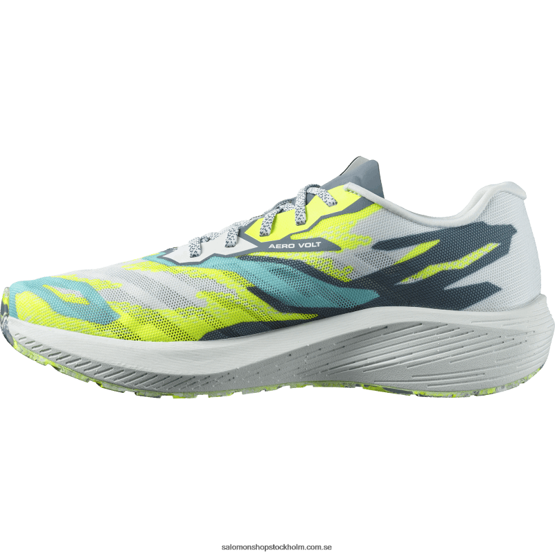 Salomon vit/kinablå/säkerhetsgul löparskor för män - aero volt T82RP59