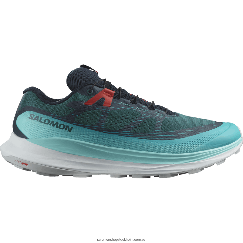 Salomon atlantisk djup/blå lyster/eldröd Traillöparskor för män - ultra glide 2 T82RP1438