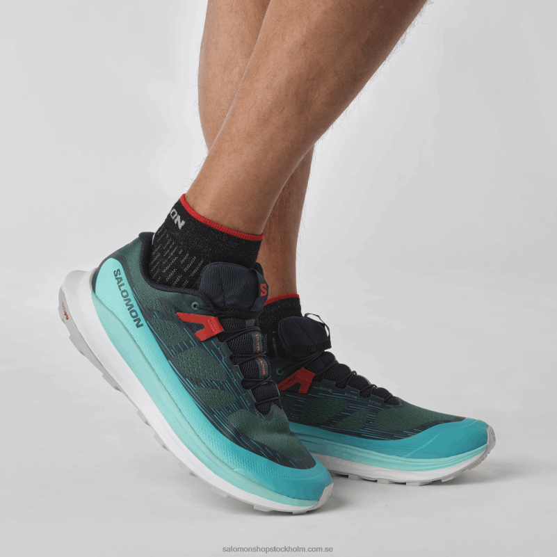 Salomon atlantisk djup/blå lyster/eldröd Traillöparskor för män - ultra glide 2 T82RP1438