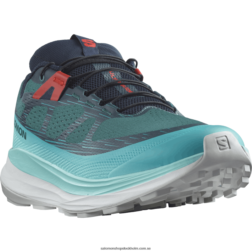 Salomon atlantisk djup/blå lyster/eldröd Traillöparskor för män - ultra glide 2 T82RP1438