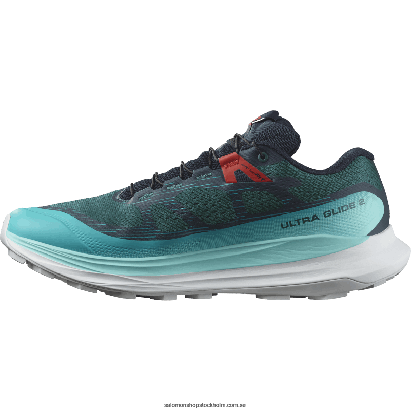 Salomon atlantisk djup/blå lyster/eldröd Traillöparskor för män - ultra glide 2 T82RP1438