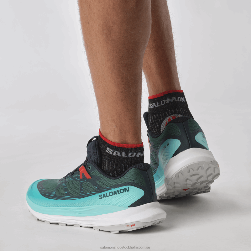 Salomon atlantisk djup/blå lyster/eldröd Traillöparskor för män - ultra glide 2 T82RP1438