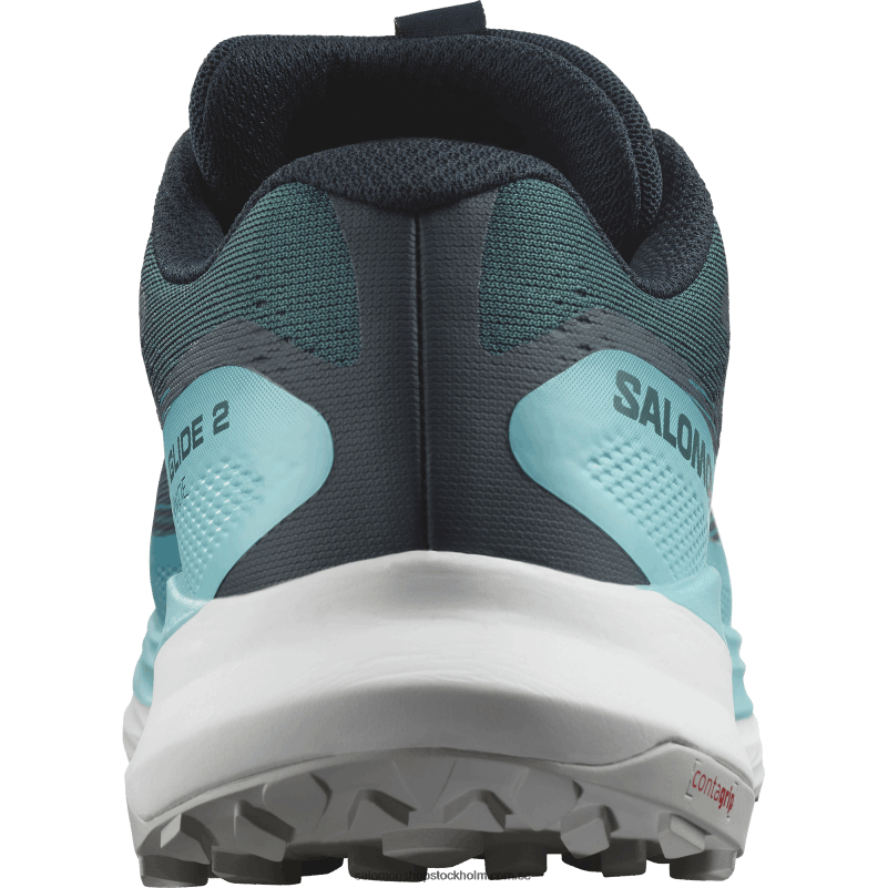 Salomon atlantisk djup/blå lyster/eldröd trail löparskor för män - ultra glide 2 breda T82RP1469