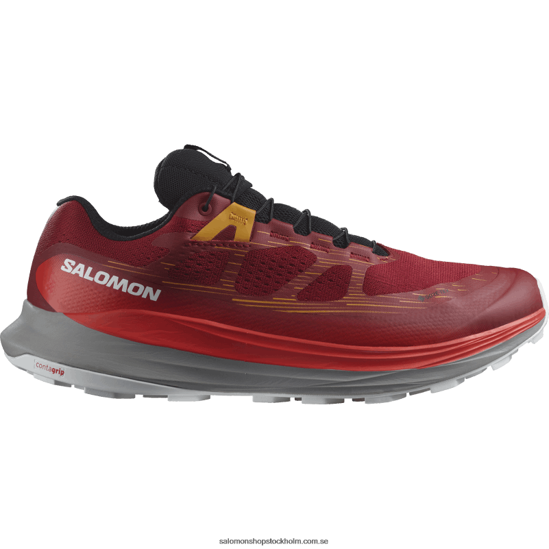 Salomon cykling röd/frostgrå/gurkmeja traillöparskor för män - ultra glide 2 gore-tex T82RP1442