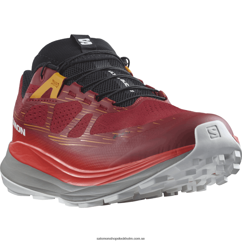Salomon cykling röd/frostgrå/gurkmeja traillöparskor för män - ultra glide 2 gore-tex T82RP1442