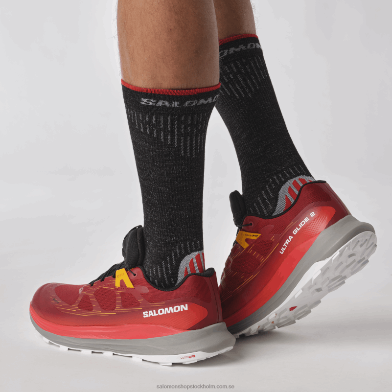 Salomon cykling röd/frostgrå/gurkmeja traillöparskor för män - ultra glide 2 gore-tex T82RP1442
