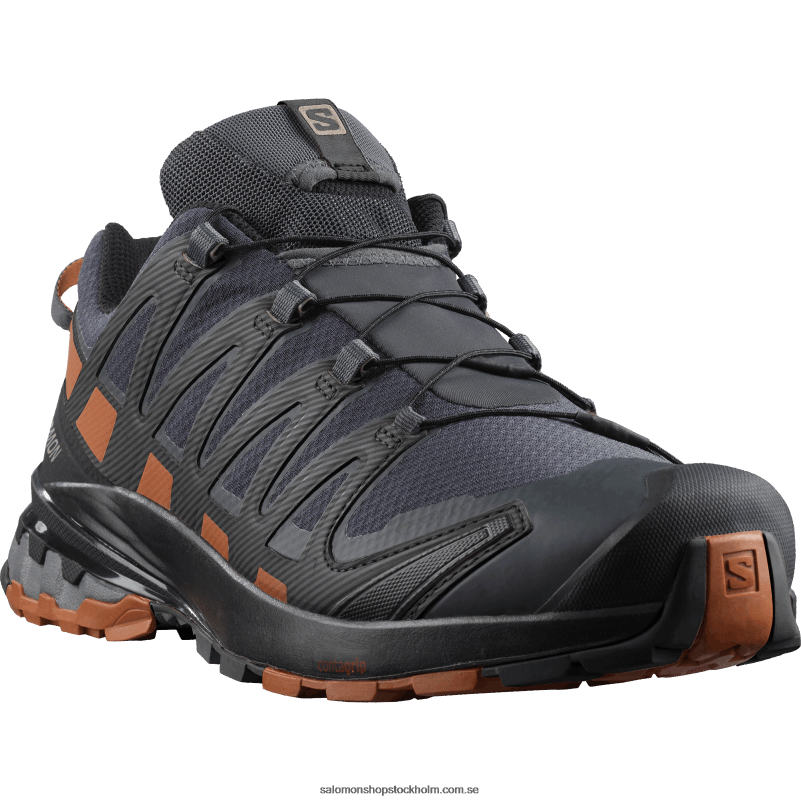 Salomon ebenholts/kolacafé/svart trail löparskor för män - xa pro 3d v8 gore-tex wide T82RP1472