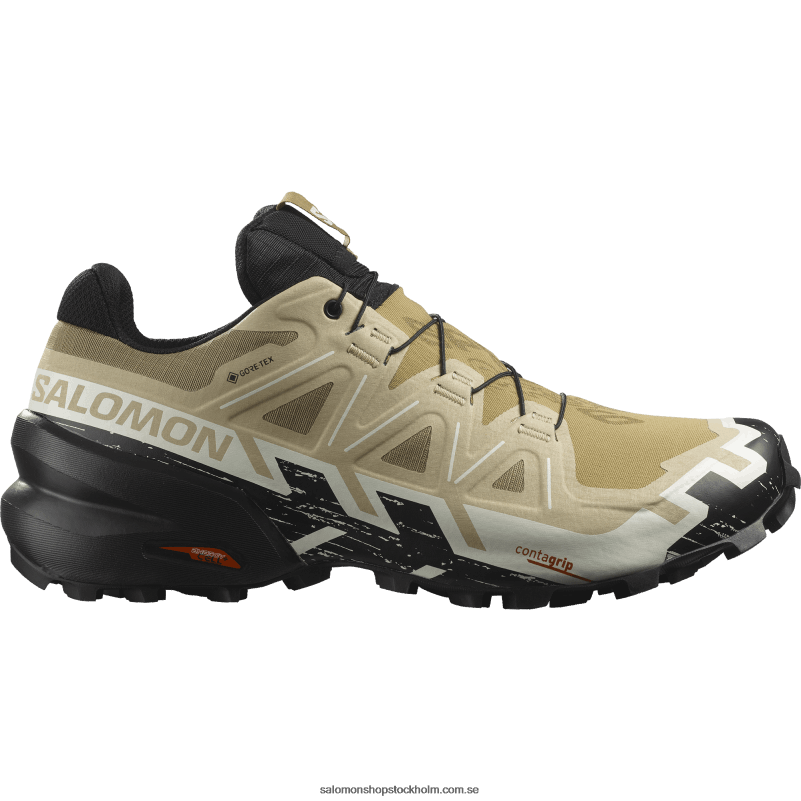 Salomon kelp/svart/vaniljis traillöparskor för män - speedcross 6 gore-tex T82RP1466