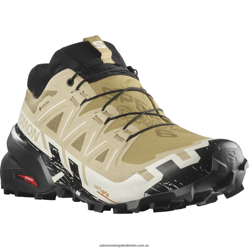 Salomon kelp/svart/vaniljis traillöparskor för män - speedcross 6 gore-tex T82RP1466