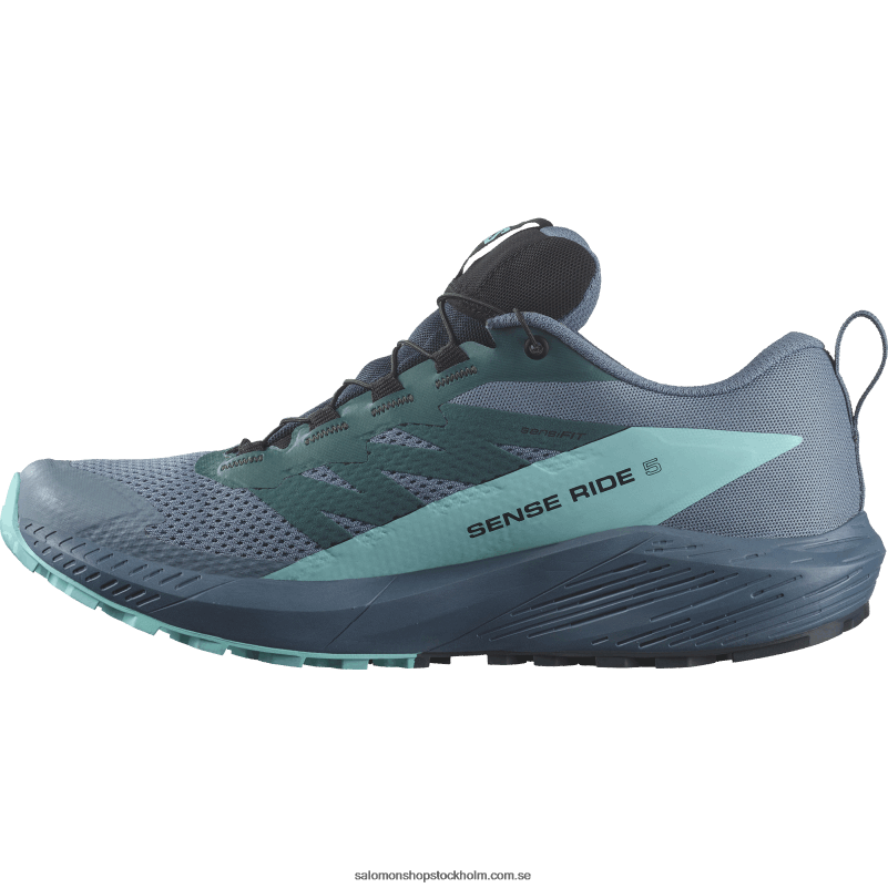 Salomon kol/blå utstrålning/kinablå traillöparskor för män - sense ride 5 gore-tex T82RP1445