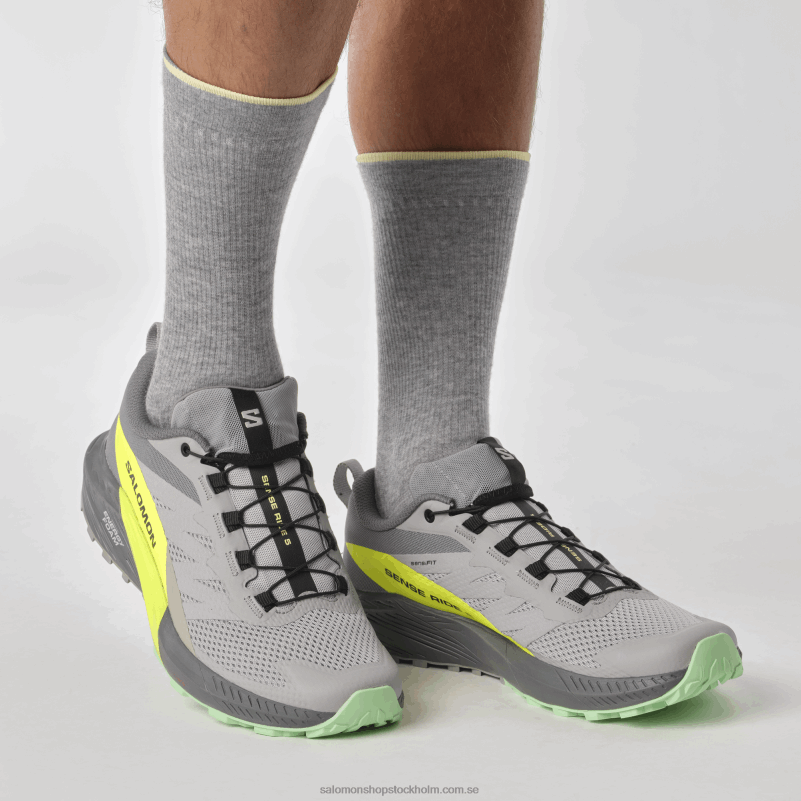 Salomon legering/tyst nyans/säkerhetsgul traillöparskor för män - sense ride 5 T82RP1431