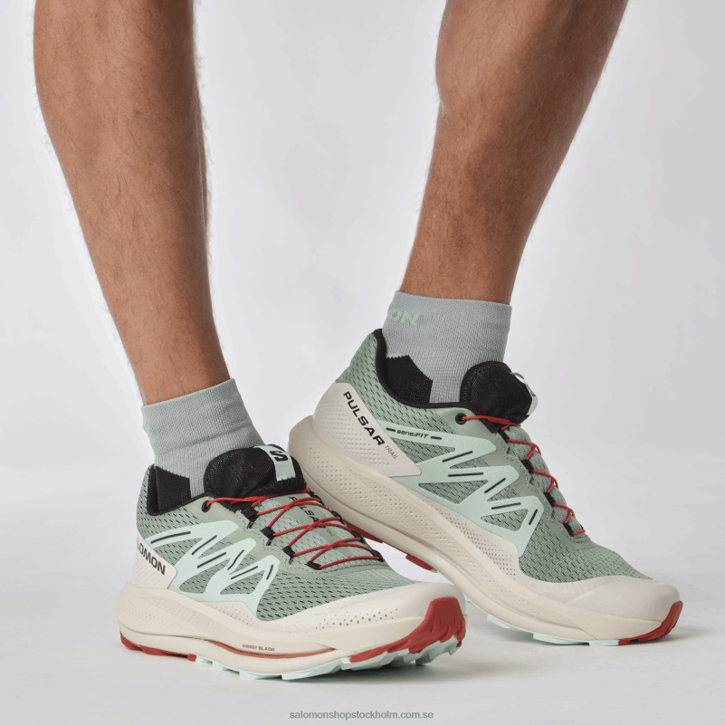 Salomon liljepad/blekt aqua/het sås trail löparskor för män - pulsar trail T82RP1464