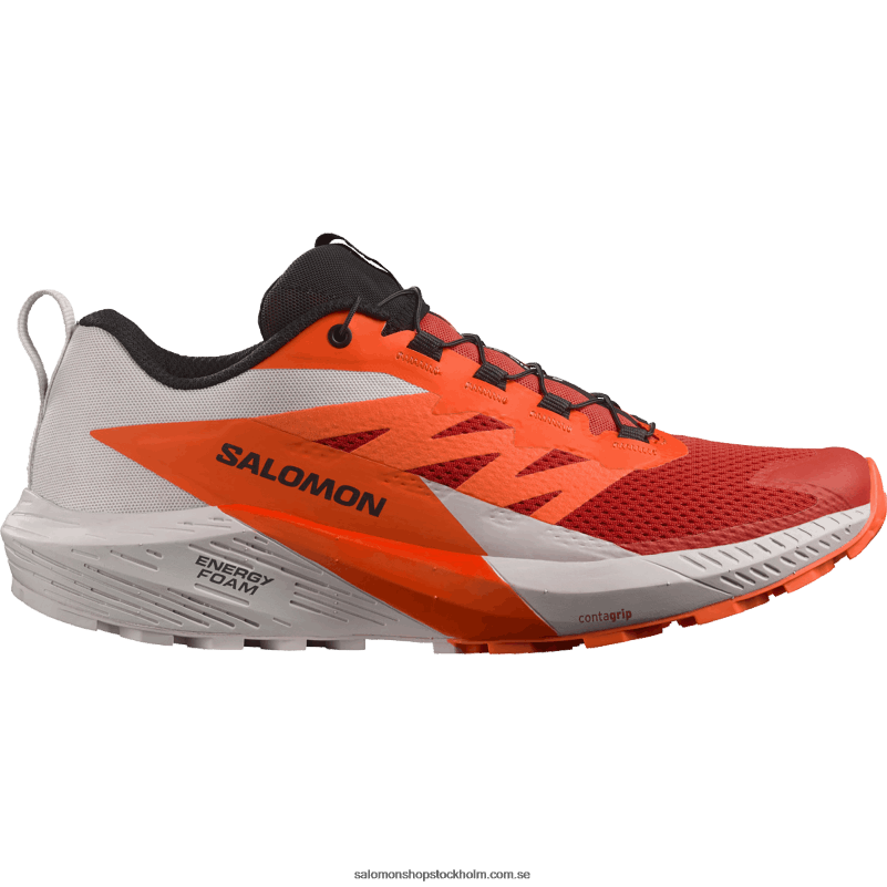 Salomon månsten/chockerande orange/eldröd traillöparskor för män - sense ride 5 T82RP1434