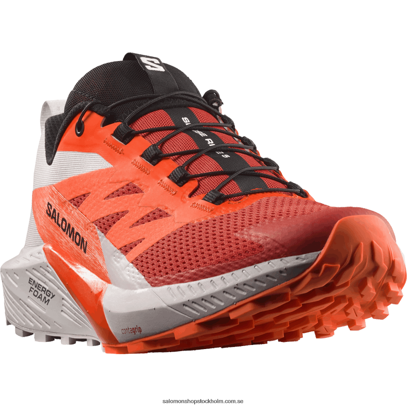 Salomon månsten/chockerande orange/eldröd traillöparskor för män - sense ride 5 T82RP1434
