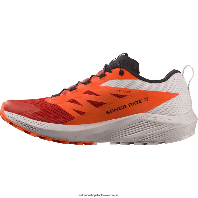 Salomon månsten/chockerande orange/eldröd traillöparskor för män - sense ride 5 T82RP1434