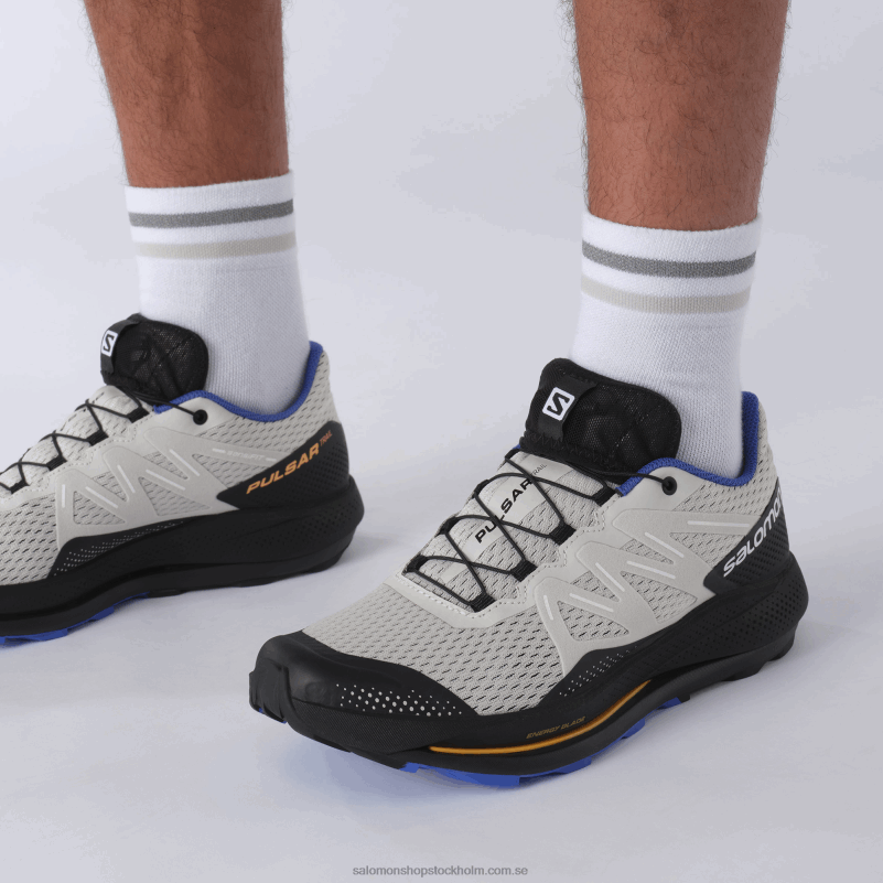 Salomon månsten/svart/bländande blå trail löparskor för män - pulsar trail T82RP1461