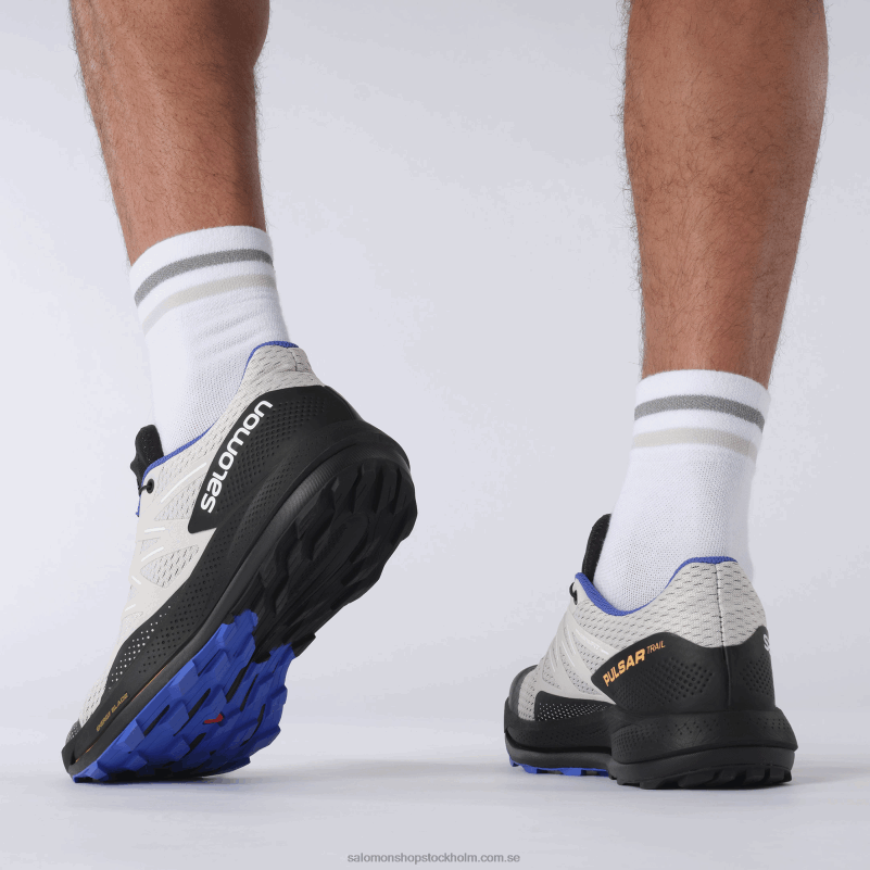 Salomon månsten/svart/bländande blå trail löparskor för män - pulsar trail T82RP1461