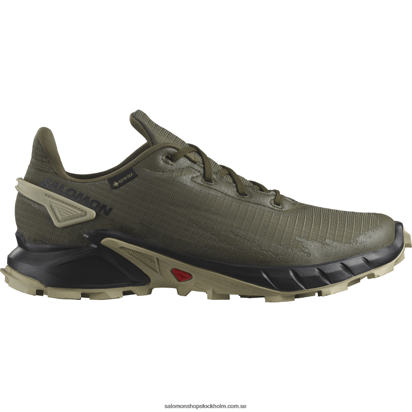 Salomon oliv natt/svart/moggrå traillöparskor för män - alphacross 4 gore-tex T82RP1477
