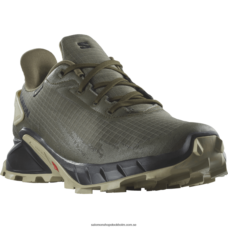 Salomon oliv natt/svart/moggrå traillöparskor för män - alphacross 4 gore-tex T82RP1477