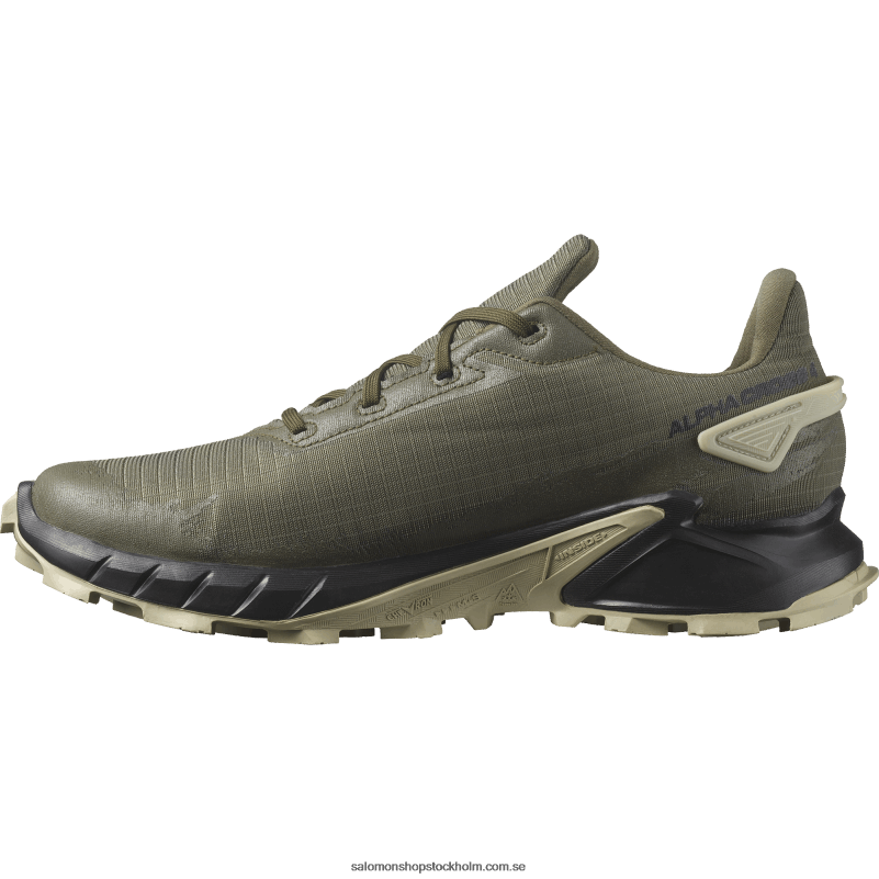 Salomon oliv natt/svart/moggrå traillöparskor för män - alphacross 4 gore-tex T82RP1477