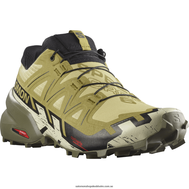 Salomon purjolök grön/svart/blekt sand Traillöparskor för män - speedcross 6 T82RP1450