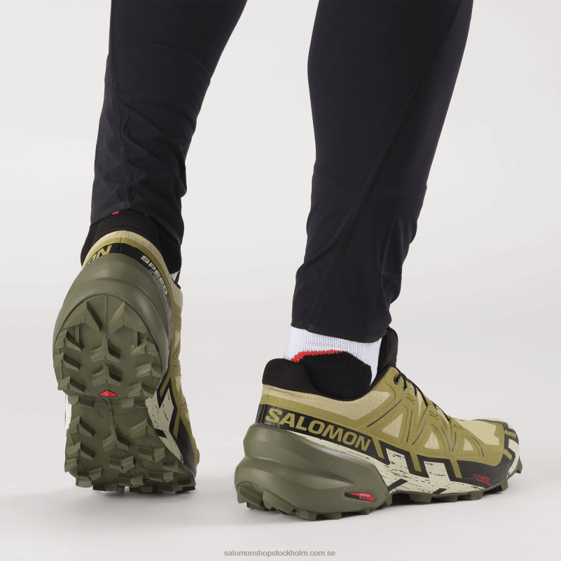 Salomon purjolök grön/svart/blekt sand Traillöparskor för män - speedcross 6 T82RP1450