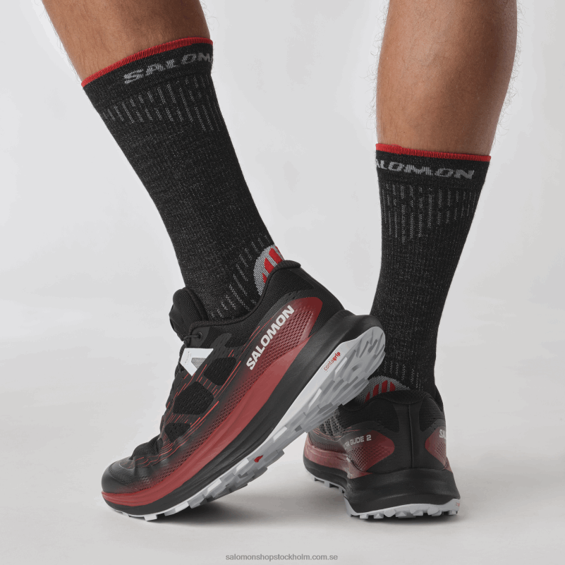 Salomon svart/cykelröd/pärlblå Traillöparskor för män - ultra glide 2 T82RP1439