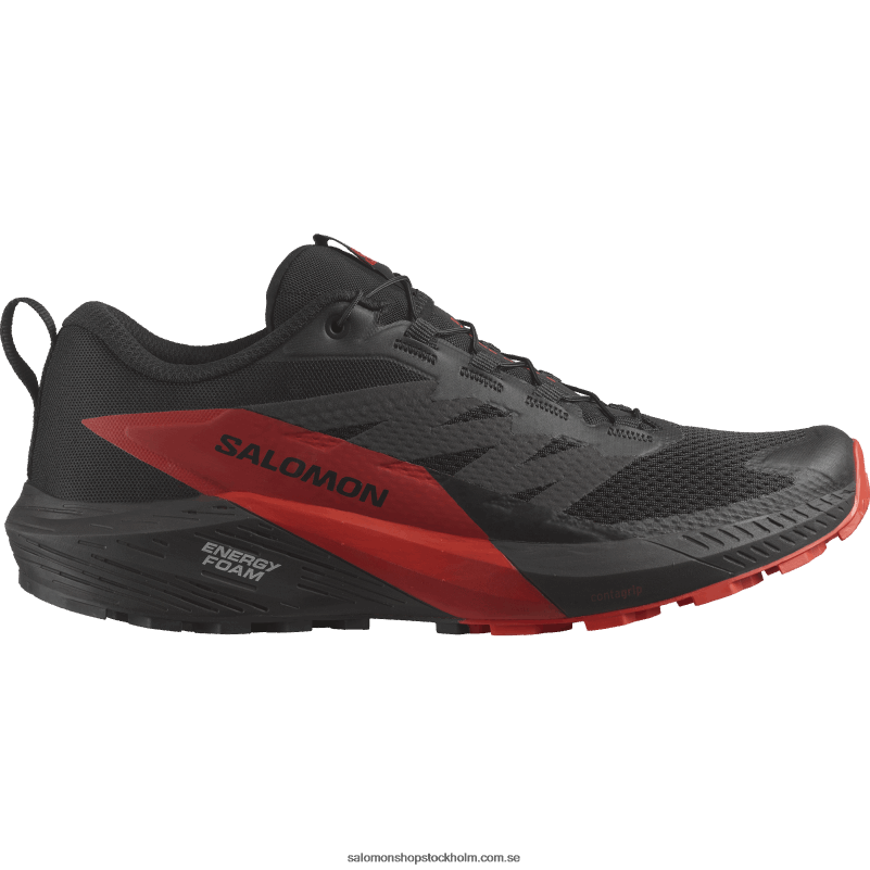 Salomon svart/eldröd traillöparskor för män - sense ride 5 T82RP1432