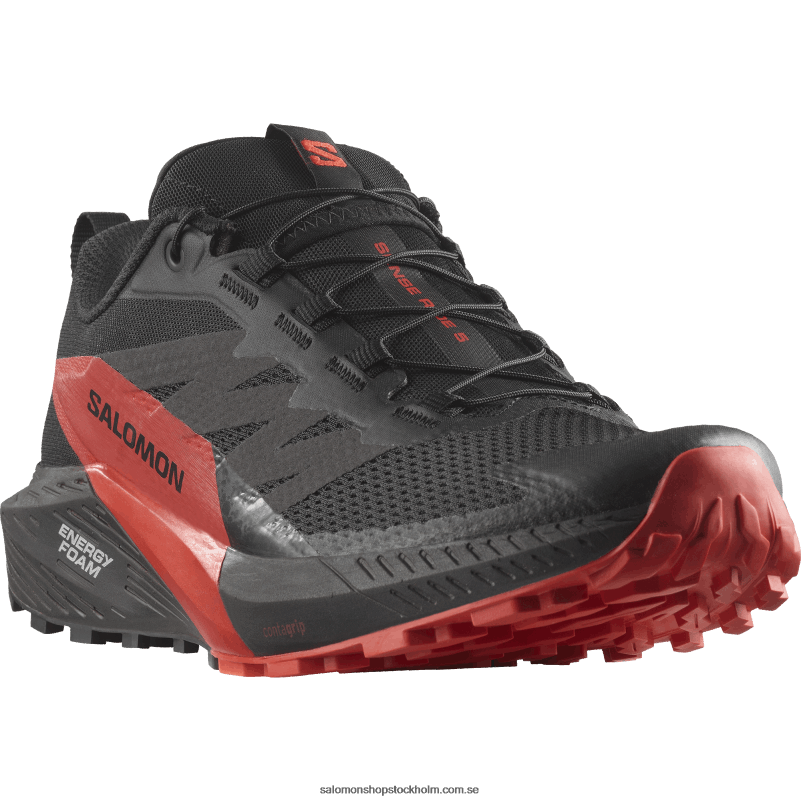 Salomon svart/eldröd traillöparskor för män - sense ride 5 T82RP1432