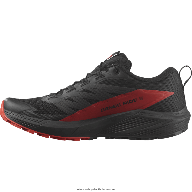 Salomon svart/eldröd traillöparskor för män - sense ride 5 T82RP1432