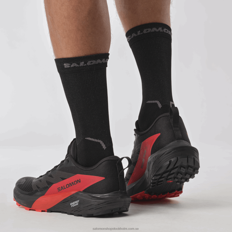 Salomon svart/eldröd traillöparskor för män - sense ride 5 T82RP1432
