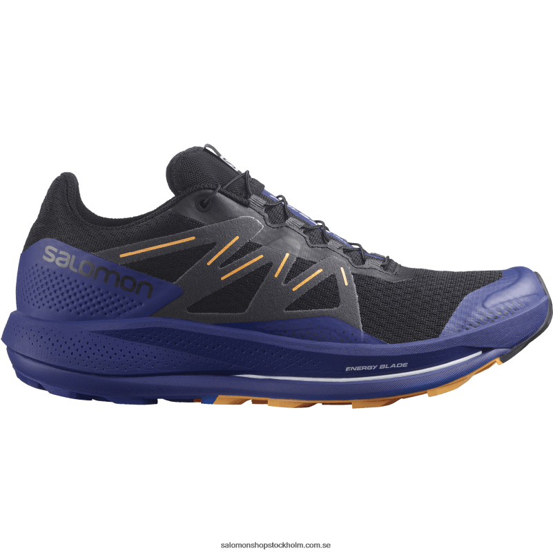 Salomon svart/klematisblå/flammande orange trail löparskor för män - pulsar trail T82RP1462