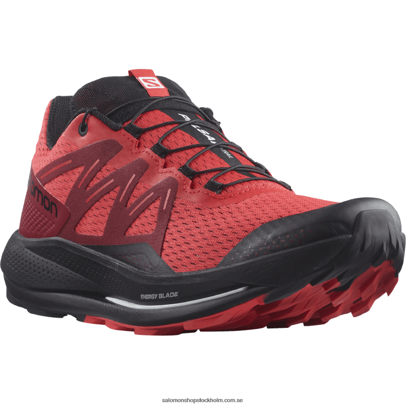Salomon vallmoröd/cykelröd/svart trail löparskor för män - pulsar trail T82RP1463