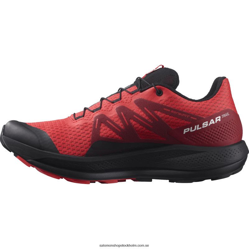 Salomon vallmoröd/cykelröd/svart trail löparskor för män - pulsar trail T82RP1463