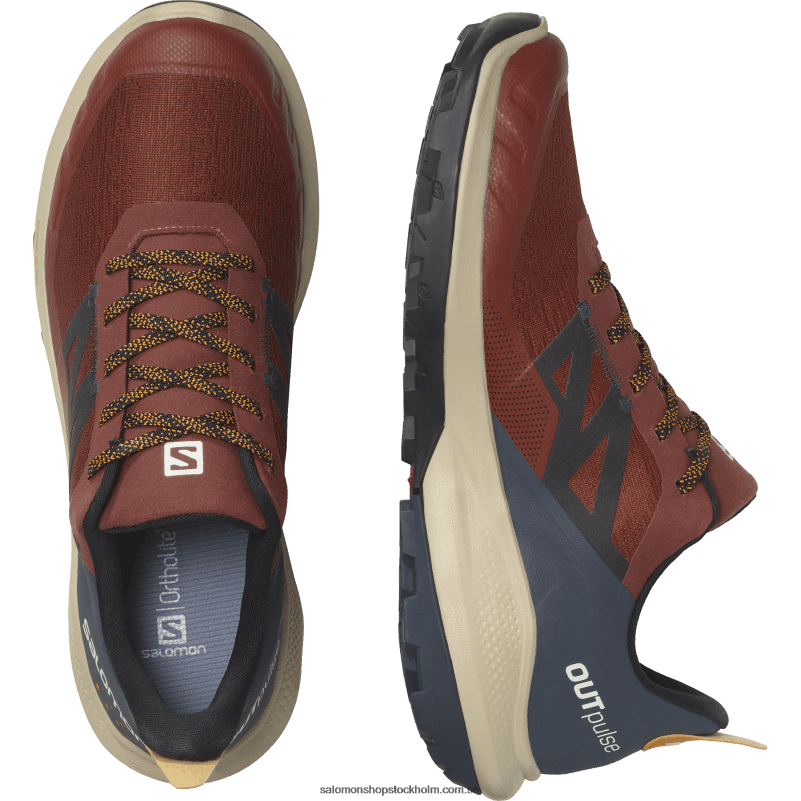 Salomon bränd henna/india bläck/gurkmeja vandringsskor för män - outpulse gore-tex T82RP45