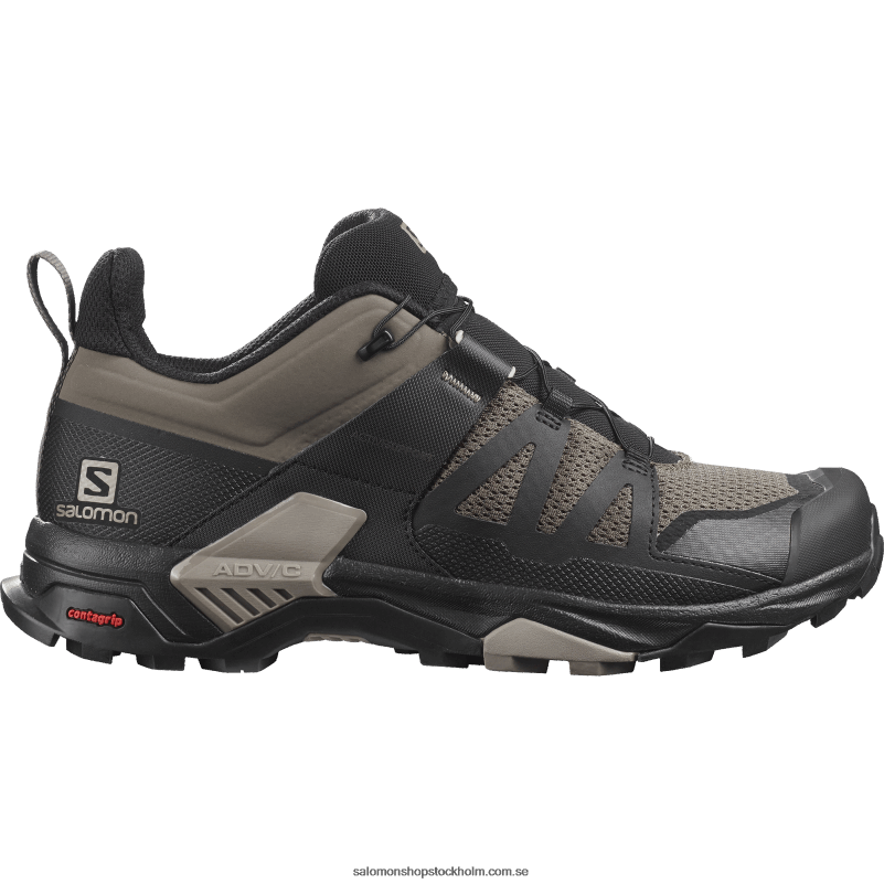 Salomon bungeesnöre/svart/vintage khaki vandringsskor för män - x ultra 4 T82RP27