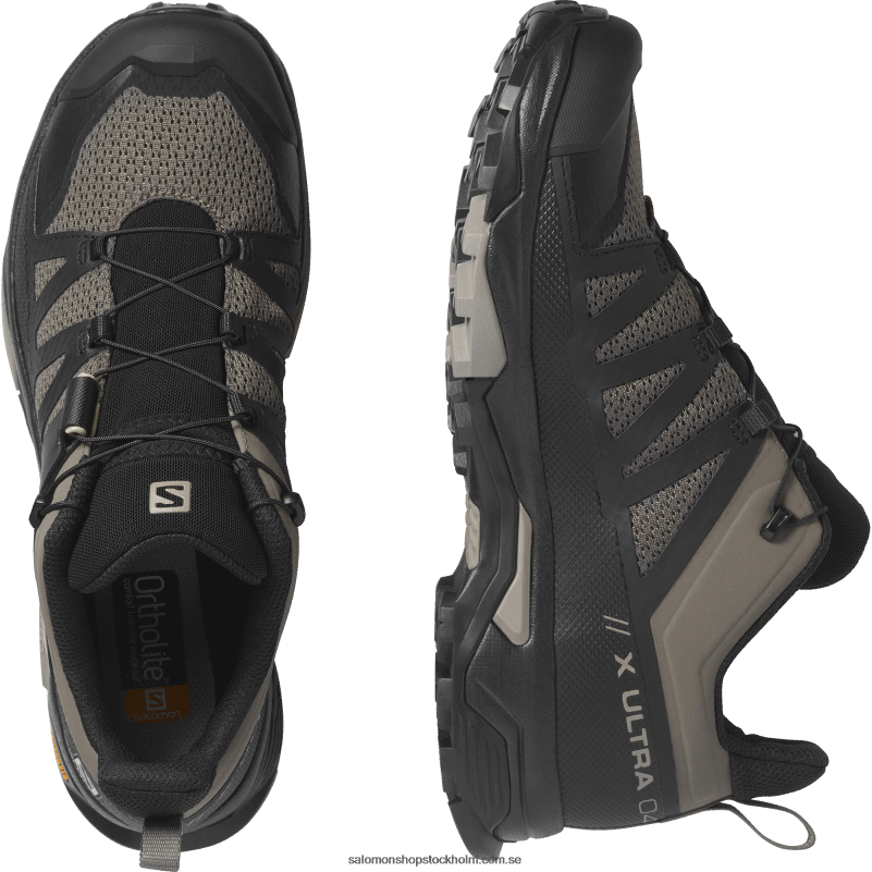Salomon bungeesnöre/svart/vintage khaki vandringsskor för män - x ultra 4 T82RP27