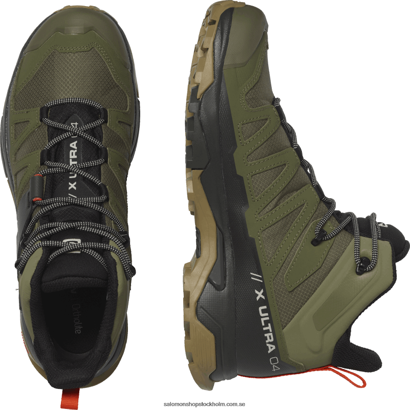 Salomon djup lavgrön/torv/kelp vandringskängor för män - x ultra 4 mid gore-tex T82RP9