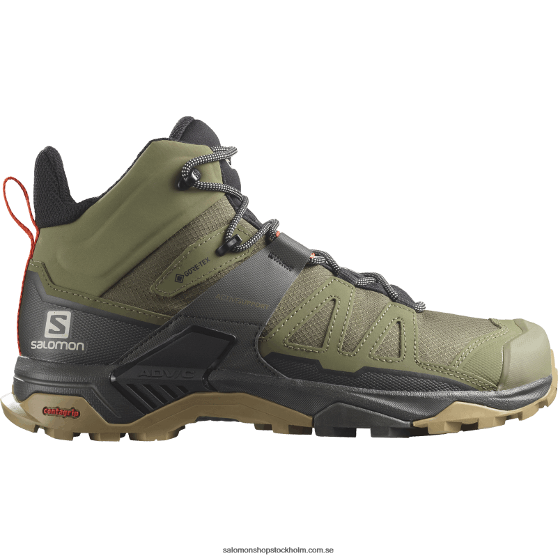 Salomon djup lavgrön/torv/kelp vandringskängor för män - x ultra 4 mid wide gore-tex T82RP43