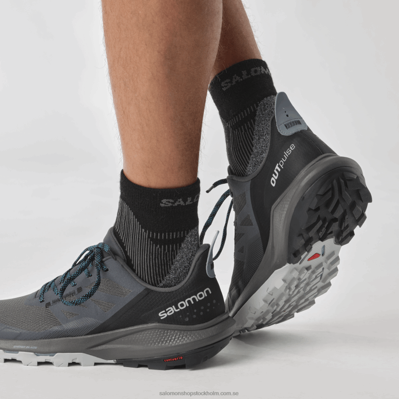 Salomon ebenholts/svart/algerblå vandringsskor för män - outpulse T82RP30