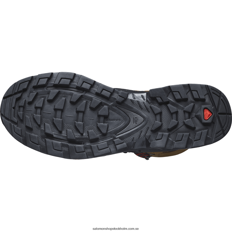 Salomon gummi/svart/eldröd vandringskängor i läder för män - quest 4 gore-tex T82RP4