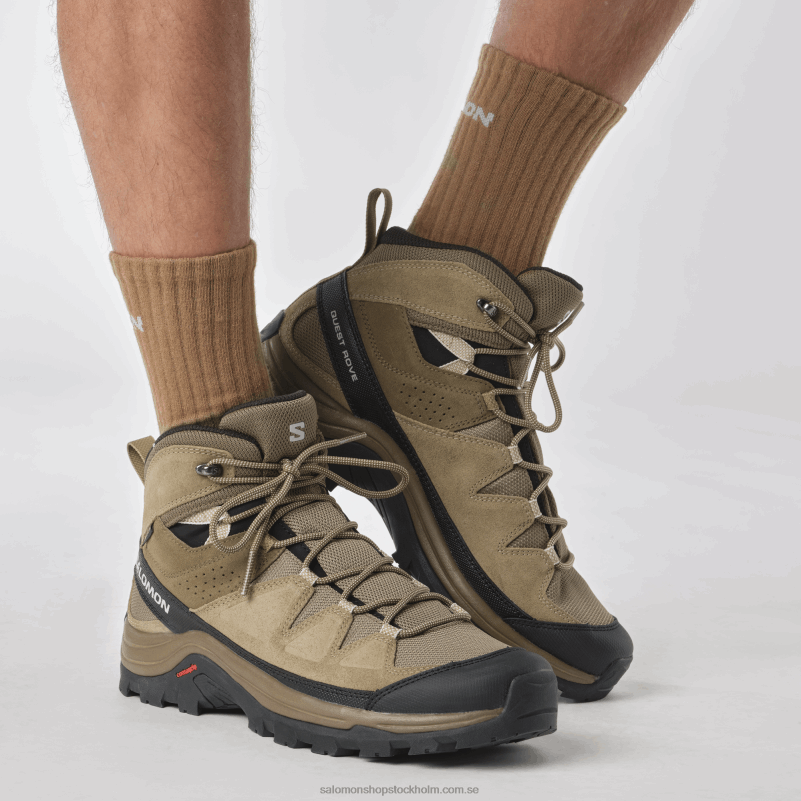 Salomon känguru/kelp/svart vandringskängor i läder för män - quest rove gore-tex T82RP52