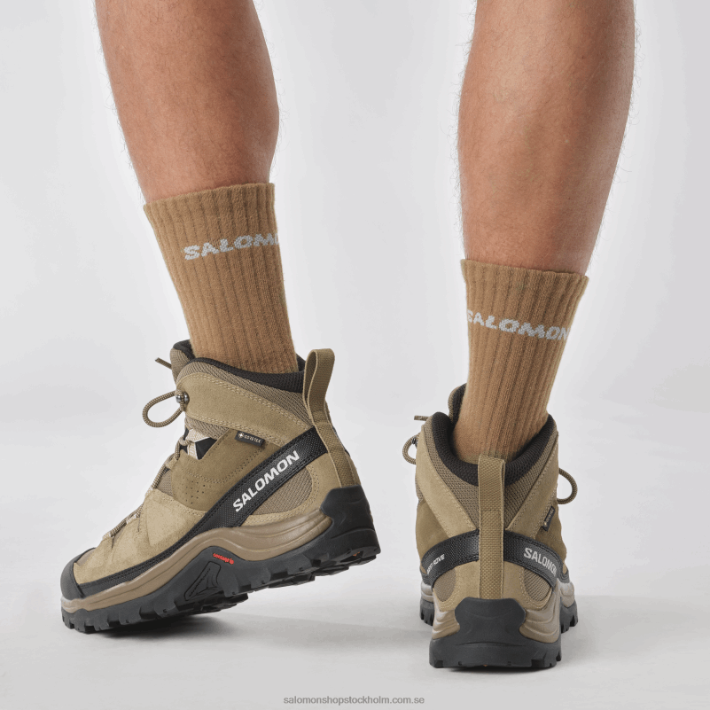 Salomon känguru/kelp/svart vandringskängor i läder för män - quest rove gore-tex T82RP52