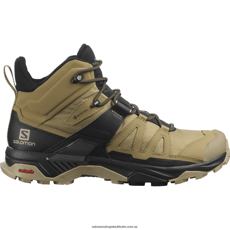 Salomon kelp/svart/safari vandringskängor för män - x ultra 4 mid gore-tex T82RP12