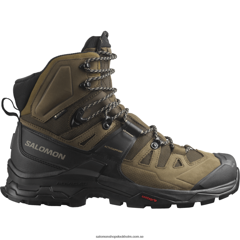 Salomon ökenpalm/svart/kelp vandringskängor i läder för män - quest 4 gore-tex T82RP6