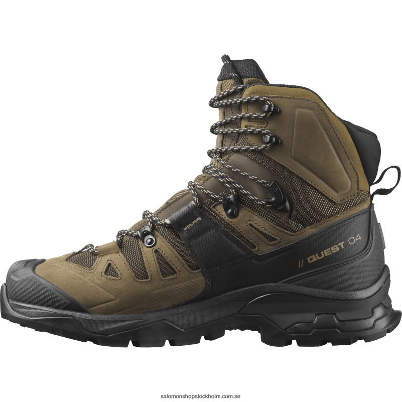 Salomon ökenpalm/svart/kelp vandringskängor i läder för män - quest 4 gore-tex T82RP6